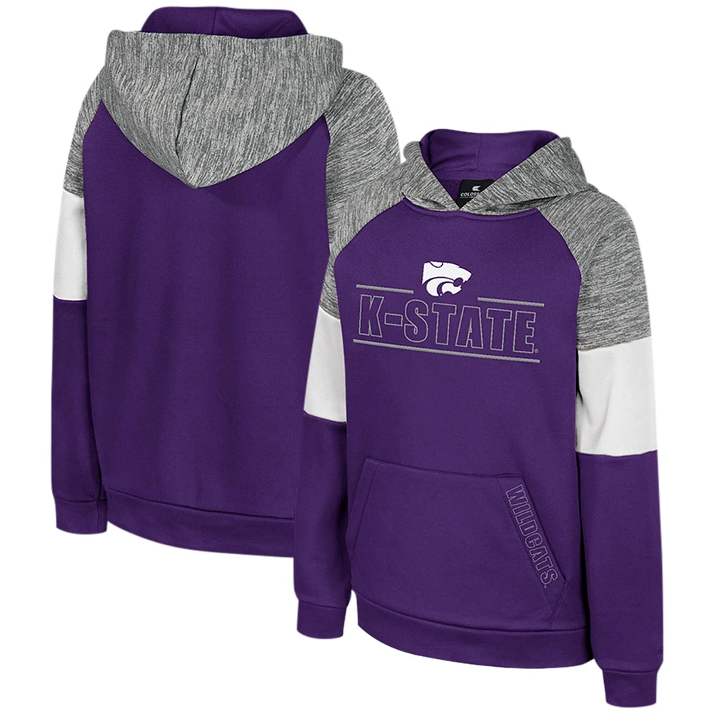 Sweat à capuche raglan pour jeunes Colosseum Purple Kansas State Wildcats Live Hardcore