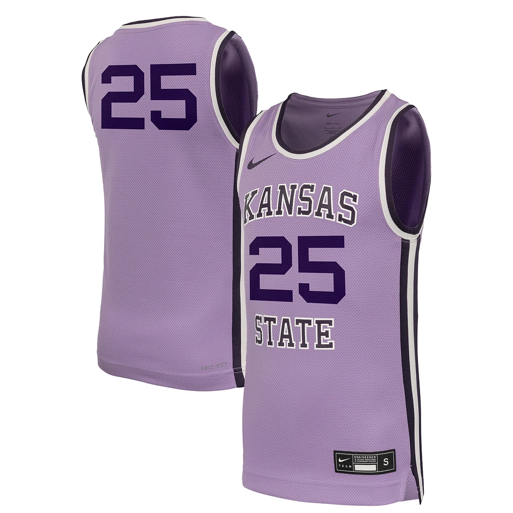 Maillot de basket-ball rétro réplique pour jeunes Nike #25 Lavande Kansas State Wildcats