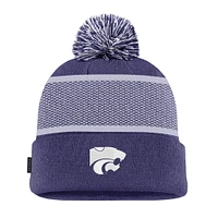 Youth Nike Purple Kansas State Wildcats 2024 Sideline Peak Cuffed Knit Hat with Pom