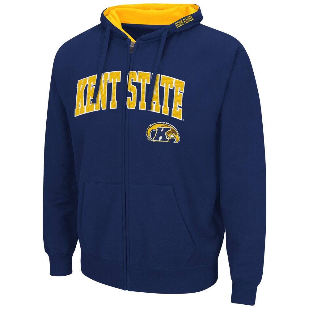 Men's Colosseum Navy Kent State Golden Flashes Arch & Logo 3.0 Full-Zip Hoodie