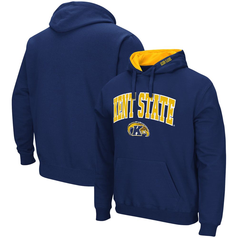 Men's Colosseum Navy Kent State Golden Flashes Arch and Logo Pullover Hoodie