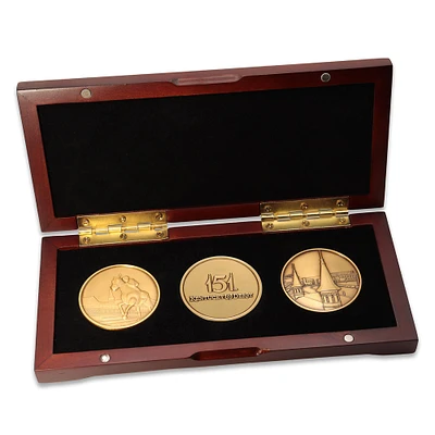 Coffret de trois pièces du 151e Kentucky Derby avec coffret en bois
