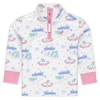 Girls Infant White Kentucky Derby Canter Collar Half-Zip Sweatshirt