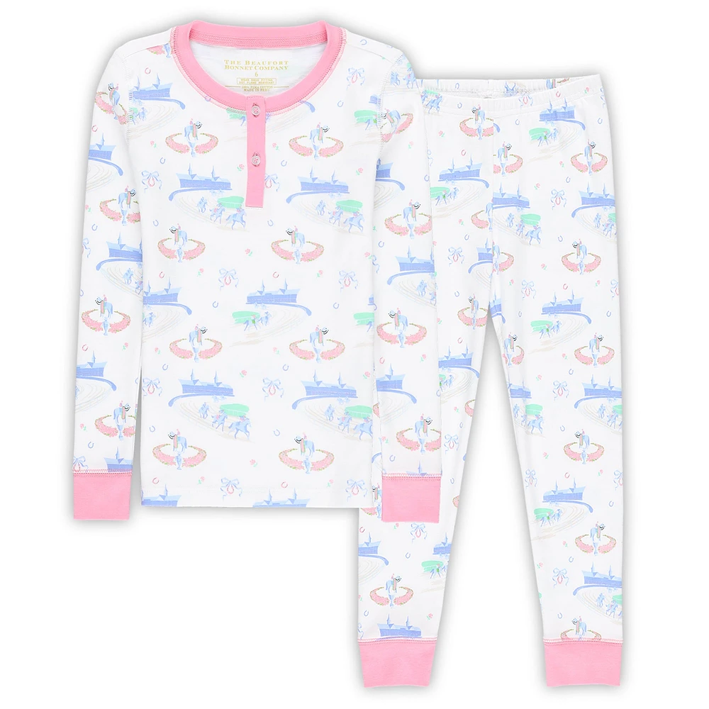 Ensemble pyjama blanc Kentucky Derby Sara Jane's Sweet Dream pour filles d'âge préscolaire