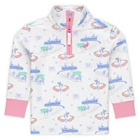 Girls Toddler White Kentucky Derby Canter Collar Half-Zip Sweatshirt