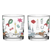 Kentucky Derby 151 Scatter Print 10 oz. Rocks Glasses Two Pack