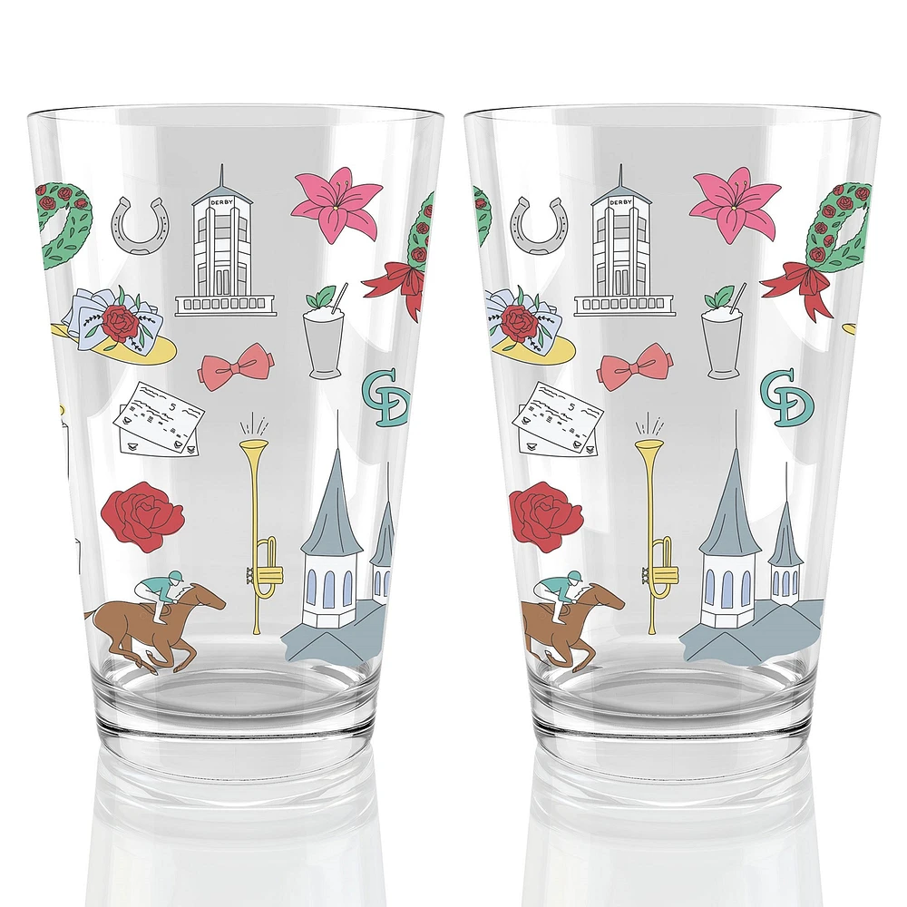 Lot de deux verres à bière Kentucky Derby 151 Scatter Print de 16 oz