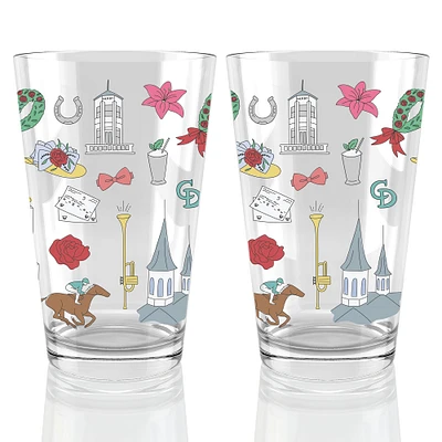 Lot de deux verres à bière Kentucky Derby 151 Scatter Print de 16 oz