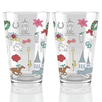 Lot de deux verres à bière Kentucky Derby 151 Scatter Print de 16 oz