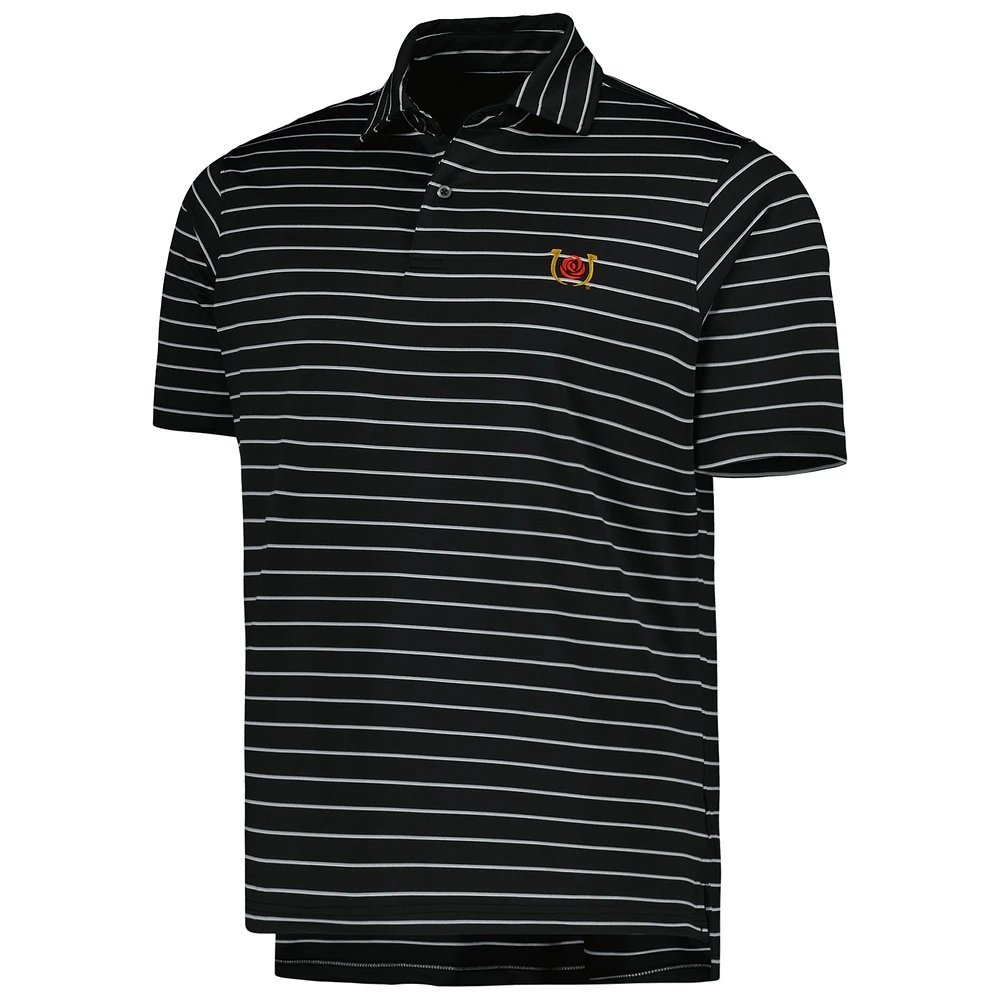 Men's Fairway & Greene Black Kentucky Derby Faxon Stripe Polo