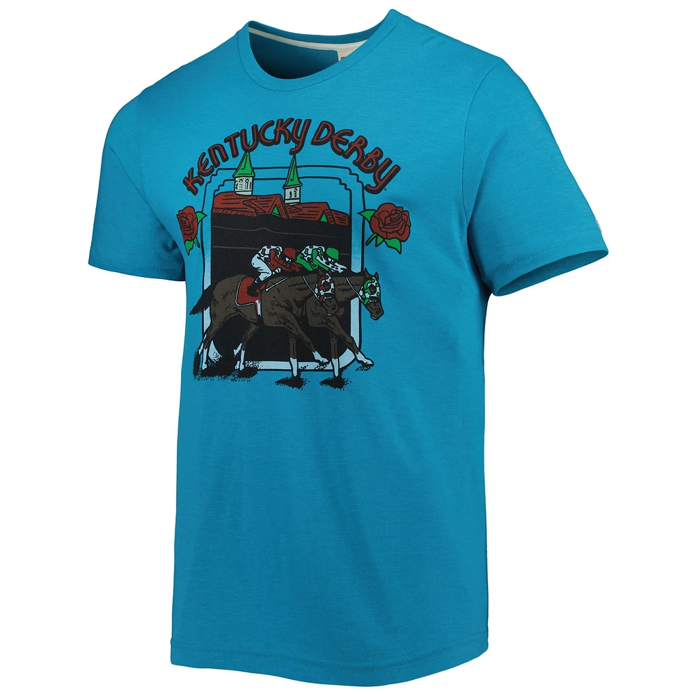 T-shirt Homage bleu sarcelle Kentucky Derby en trois mélanges pour hommes