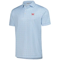 Polo Performance Peter Millar bleu clair pour homme, imprimé Kentucky Derby Jockey