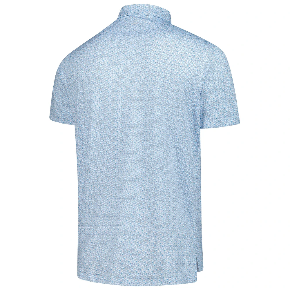 Polo Performance Peter Millar bleu clair pour homme, imprimé Kentucky Derby Jockey