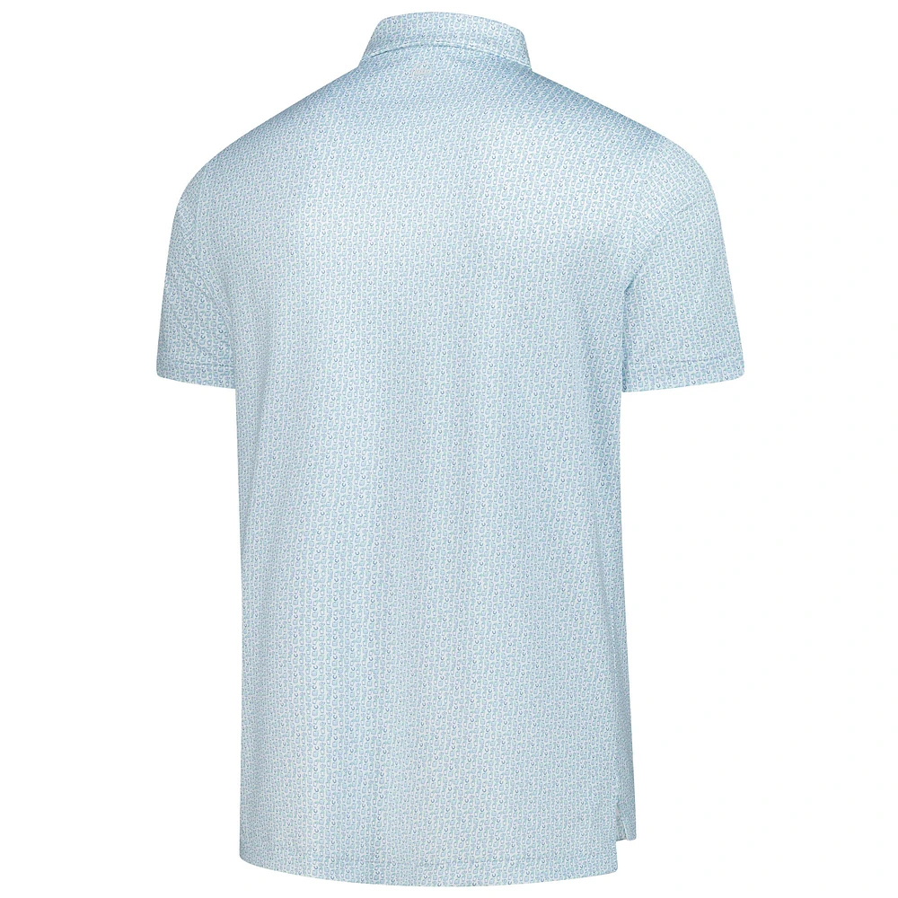 Men's Peter Millar Light Blue Kentucky Derby Mint Julep All-Over Print Performance Polo