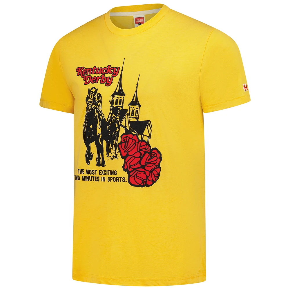 Unisex Homage  Gold Kentucky Derby Most Exciting Two Minutes Sports Tri-Blend T-Shirt