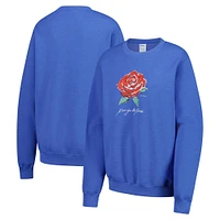Women's Dyehard Supply  Heather Blue Kentucky Derby Painted Rose Fleece Sweatshirt