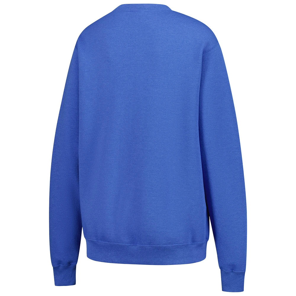 Women's Dyehard Supply  Heather Blue Kentucky Derby Painted Rose Fleece Sweatshirt