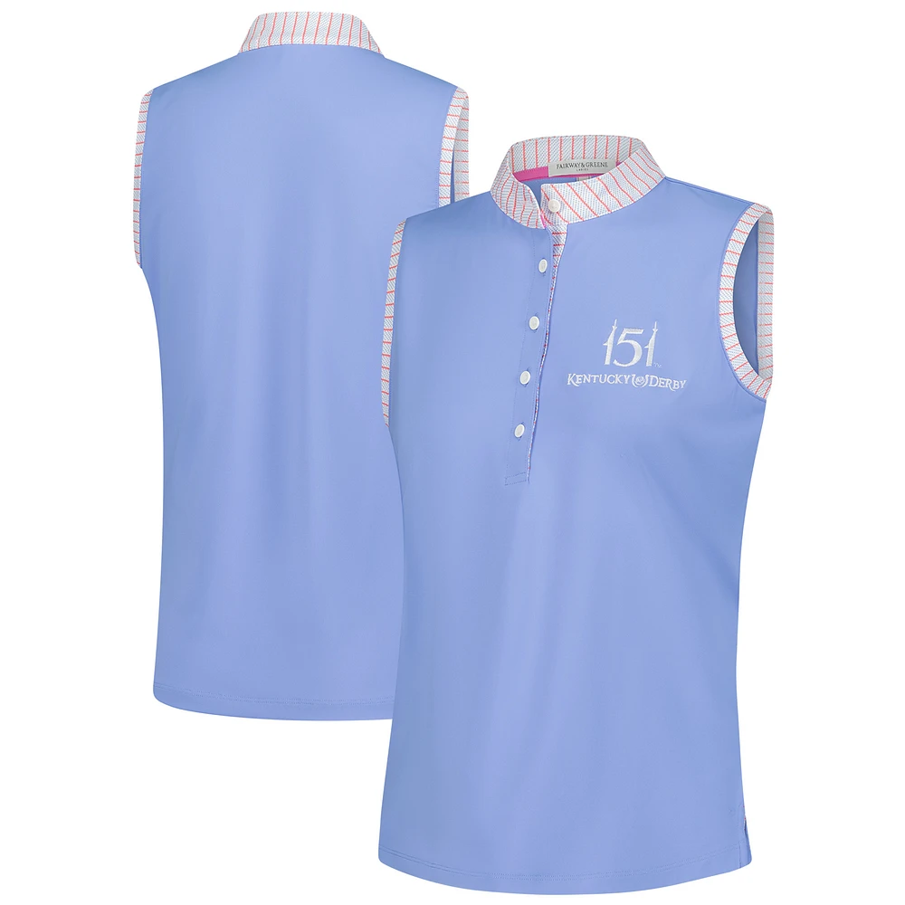 Women's Fairway & Greene  Light Blue 151st Kentucky Derby Kendall Sleeveless Polo