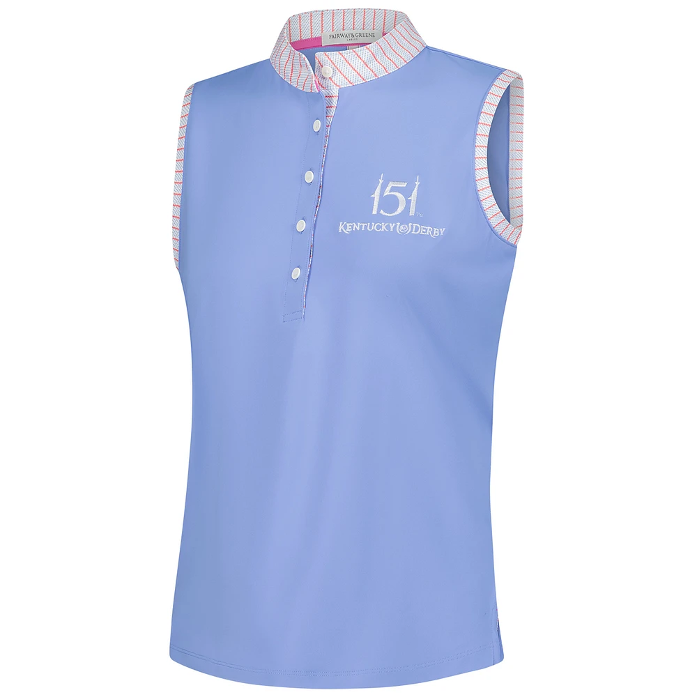 Women's Fairway & Greene  Light Blue 151st Kentucky Derby Kendall Sleeveless Polo