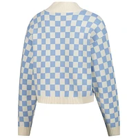 Women's Gameday Social  Light Blue Kentucky Derby Checkered Sweater