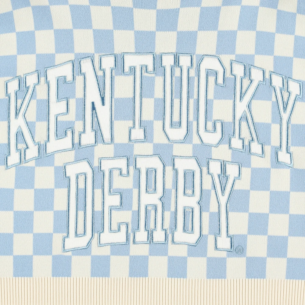 Women's Gameday Social  Light Blue Kentucky Derby Checkered Sweater