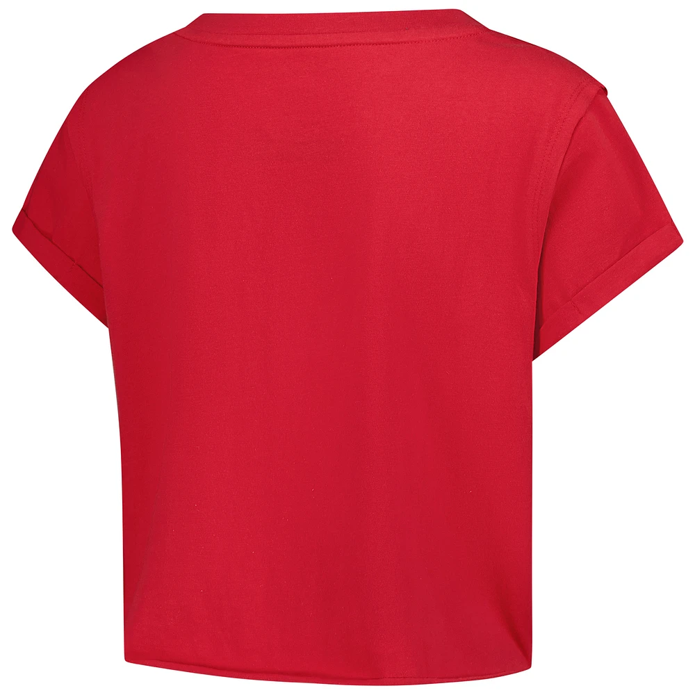 Women's Gameday Social  Red Kentucky Derby Rope Cropped Cuffed T-Shirt