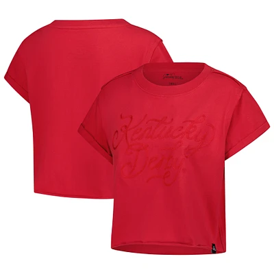 Women's Gameday Social  Red Kentucky Derby Rope Cropped Cuffed T-Shirt