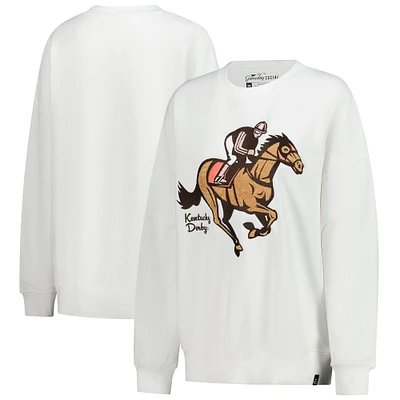 Women's Gameday Social  White Kentucky Derby Chenille Oversized Pullover Sweatshirt