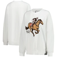 Women's Gameday Social  White Kentucky Derby Chenille Oversized Pullover Sweatshirt