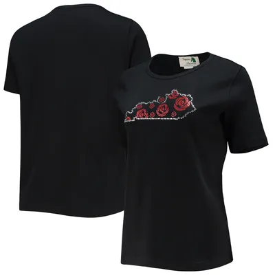 Kentucky Derby Women's Rose State T-Shirt - Black