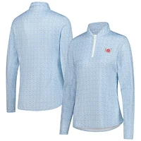 Pull Peter Millar bleu clair à imprimé Kentucky Derby Jockey et fermeture éclair quart de tour pour femme