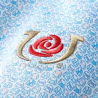 Pull Peter Millar bleu clair à imprimé Kentucky Derby Jockey et fermeture éclair quart de tour pour femme