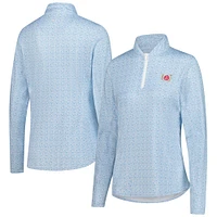 Pull Peter Millar bleu clair à imprimé Kentucky Derby Jockey et fermeture éclair quart de tour pour femme