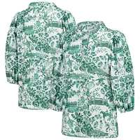 Women's Smith & Quinn  White/Green Kentucky Derby Eliza V-Neck Top