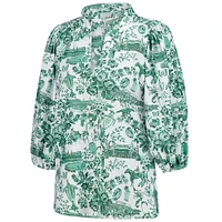 Women's Smith & Quinn  White/Green Kentucky Derby Eliza V-Neck Top