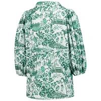 Women's Smith & Quinn  White/Green Kentucky Derby Eliza V-Neck Top