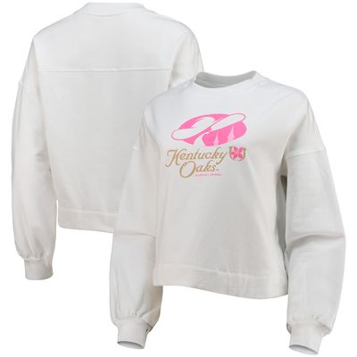 Women's Lusso White Kentucky Oaks Lola Pullover Sweatshirt