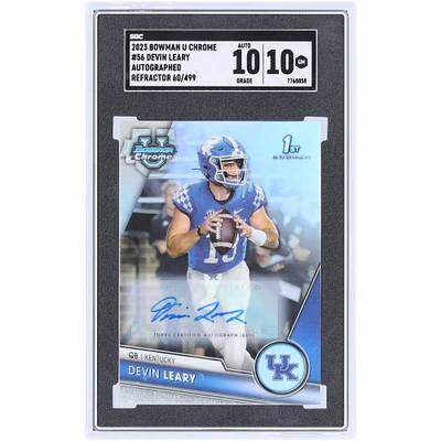 Devin Leary Kentucky Wildcats Autographed 2023 Bowman Chrome U Refractor #56 #60/499 SGC Authenticated 10/10 Card