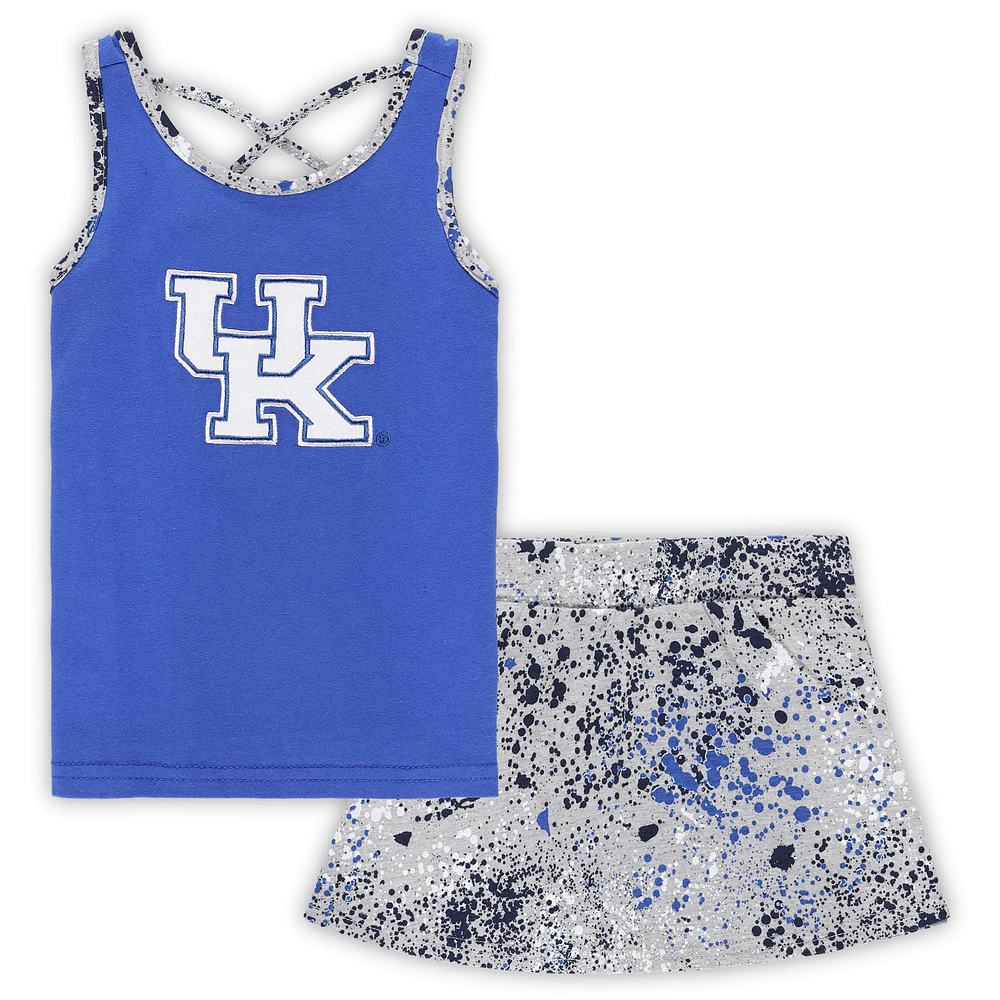 Ensemble débardeur et jupe-short Sweet Pea Colosseum Royal/Gris Kentucky Wildcats pour fille