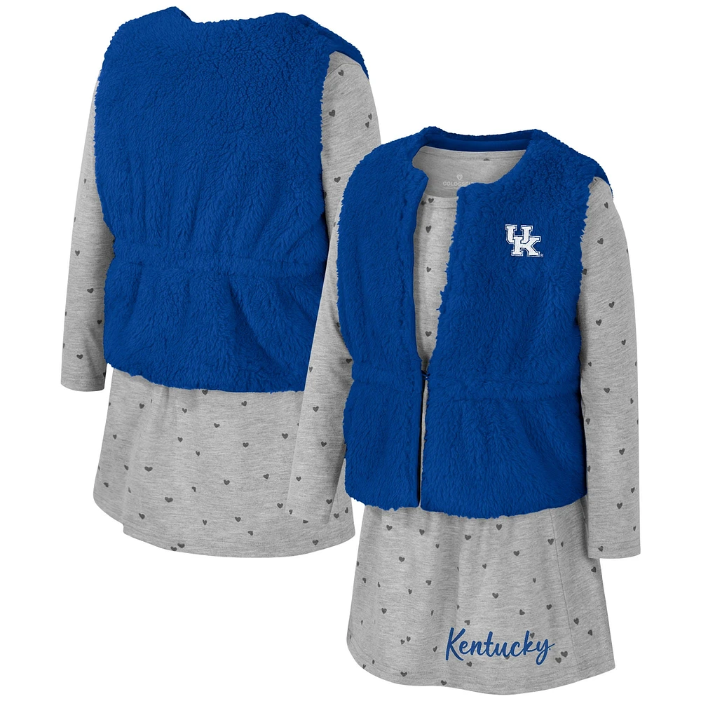 Girls Toddler Colosseum Royal Kentucky Wildcats Meowing Vest & Dress Set