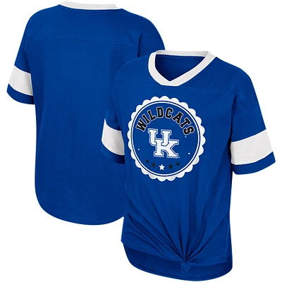 T-shirt à col en V noué sur le devant pour filles Colosseum Royal Kentucky Wildcats Tomika