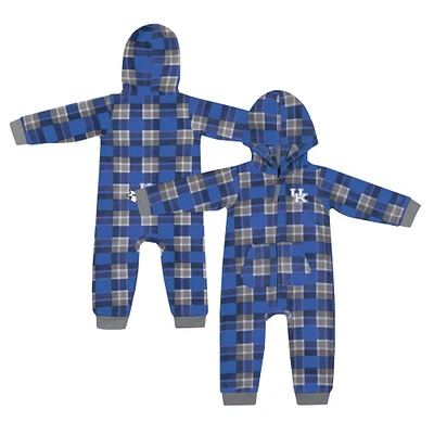 Infant Colosseum  Royal Kentucky Wildcats Full-Zip Plaid Hoodie Long Sleeve Jumper