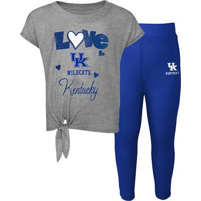 Ensemble t-shirt et legging Forever Love des Wildcats du Kentucky pour bébé gris chiné/royal