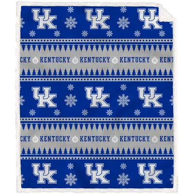 Kentucky Wildcats 60'' x 70'' Holiday Gift Wrap Sherpa Flannel Fleece Blanket