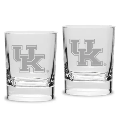 Kentucky Wildcats Set of 2 Square Double Old Fashioned Glasses