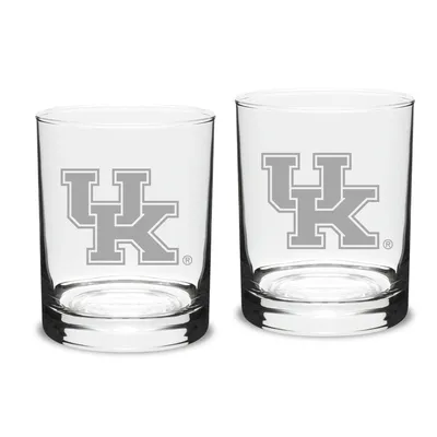 Kentucky Wildcats Set of 2 Traditional Double Old Fashioned Glasses