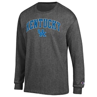 Men's Champion  Heather Charcoal Kentucky Wildcats Arch Over Logo Long Sleeve T-Shirt