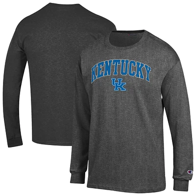 Men's Champion  Heather Charcoal Kentucky Wildcats Arch Over Logo Long Sleeve T-Shirt