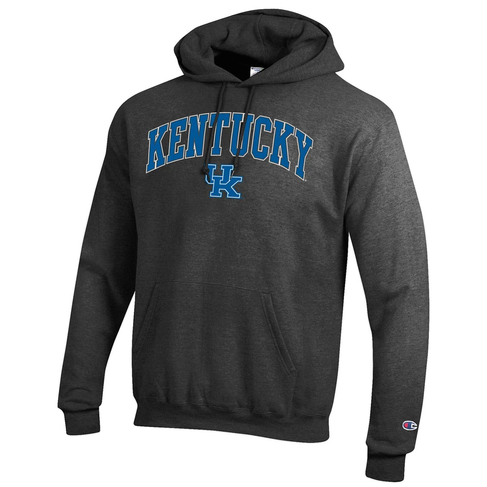 Men's Champion  Heather Charcoal Kentucky Wildcats Arch Over Logo Pullover Hoodie