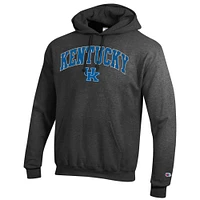 Men's Champion  Heather Charcoal Kentucky Wildcats Arch Over Logo Pullover Hoodie